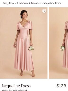 Birdy Grey Jacqueline Matte Satin Midi Dress - Blush Pink